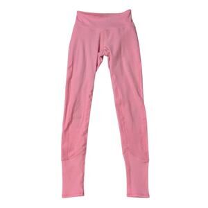 Alo Yoga Pink High Waisted Leggings XXS Ribbed Hem Athleisure